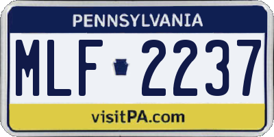 PA license plate MLF2237