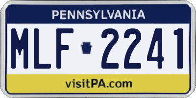 PA license plate MLF2241