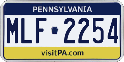PA license plate MLF2254