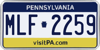 PA license plate MLF2259