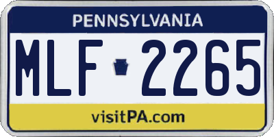 PA license plate MLF2265