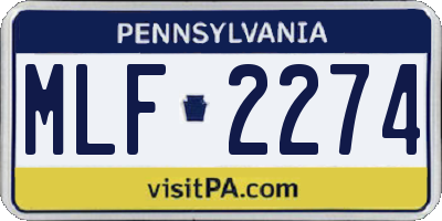 PA license plate MLF2274