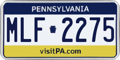 PA license plate MLF2275