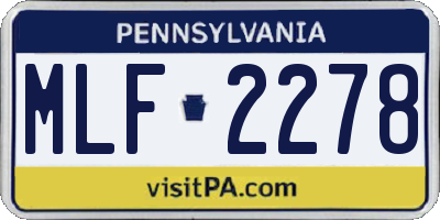 PA license plate MLF2278