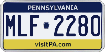 PA license plate MLF2280