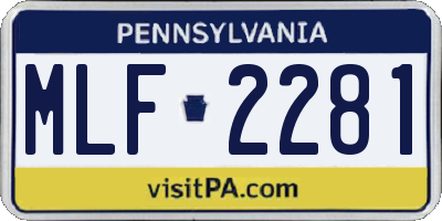 PA license plate MLF2281