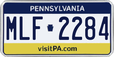 PA license plate MLF2284
