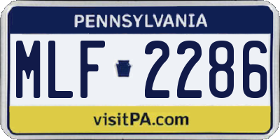 PA license plate MLF2286