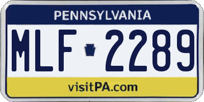 PA license plate MLF2289