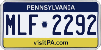 PA license plate MLF2292