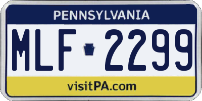 PA license plate MLF2299