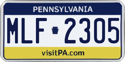 PA license plate MLF2305