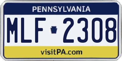 PA license plate MLF2308