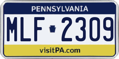 PA license plate MLF2309
