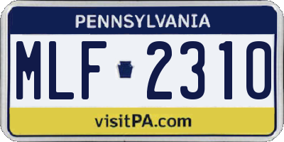 PA license plate MLF2310