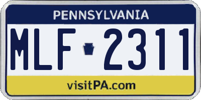 PA license plate MLF2311