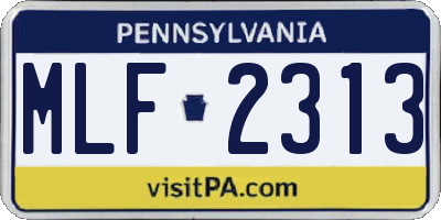PA license plate MLF2313