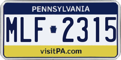 PA license plate MLF2315