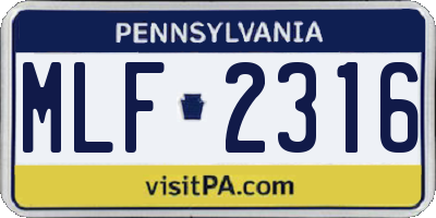 PA license plate MLF2316