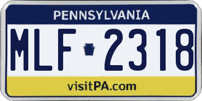 PA license plate MLF2318