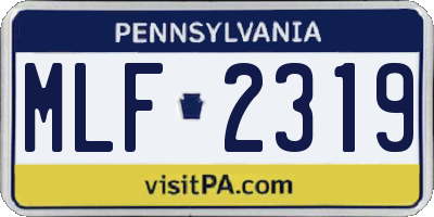 PA license plate MLF2319
