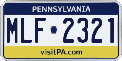 PA license plate MLF2321