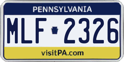 PA license plate MLF2326