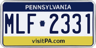 PA license plate MLF2331