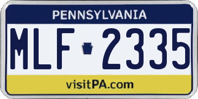 PA license plate MLF2335