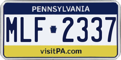 PA license plate MLF2337