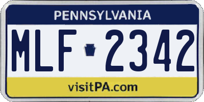 PA license plate MLF2342