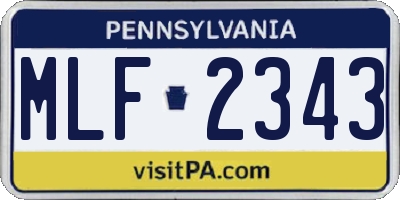 PA license plate MLF2343