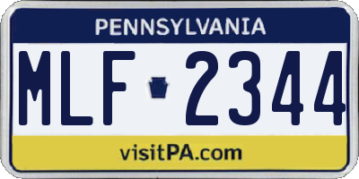PA license plate MLF2344