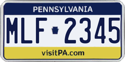 PA license plate MLF2345