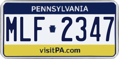 PA license plate MLF2347