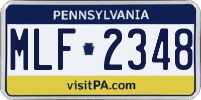 PA license plate MLF2348