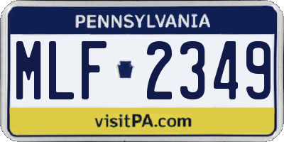 PA license plate MLF2349