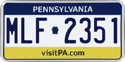 PA license plate MLF2351