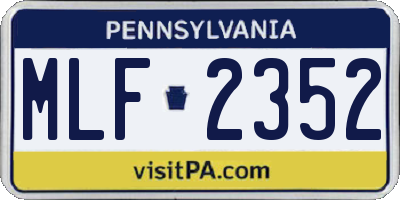 PA license plate MLF2352