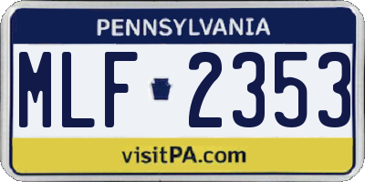PA license plate MLF2353