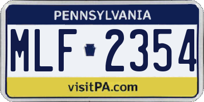 PA license plate MLF2354