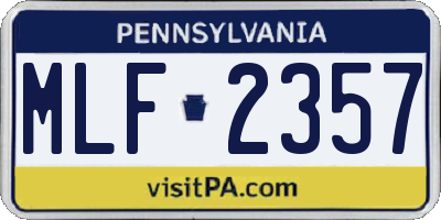 PA license plate MLF2357