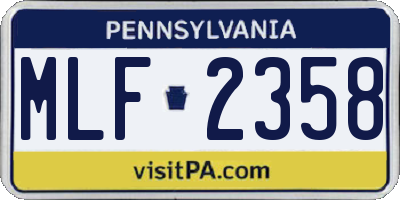 PA license plate MLF2358