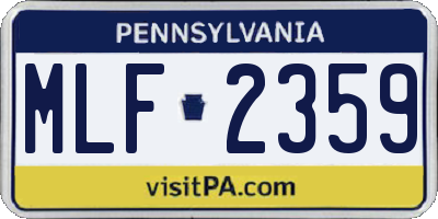 PA license plate MLF2359