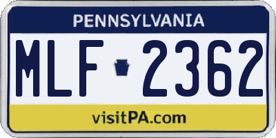 PA license plate MLF2362