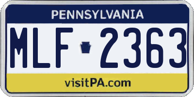 PA license plate MLF2363