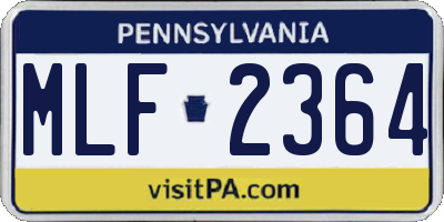 PA license plate MLF2364