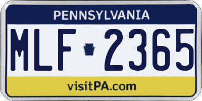 PA license plate MLF2365