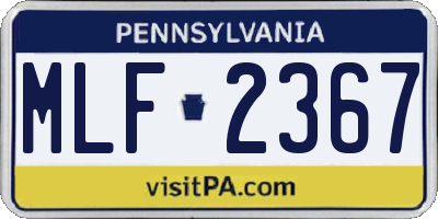 PA license plate MLF2367