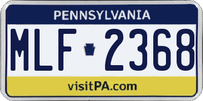 PA license plate MLF2368